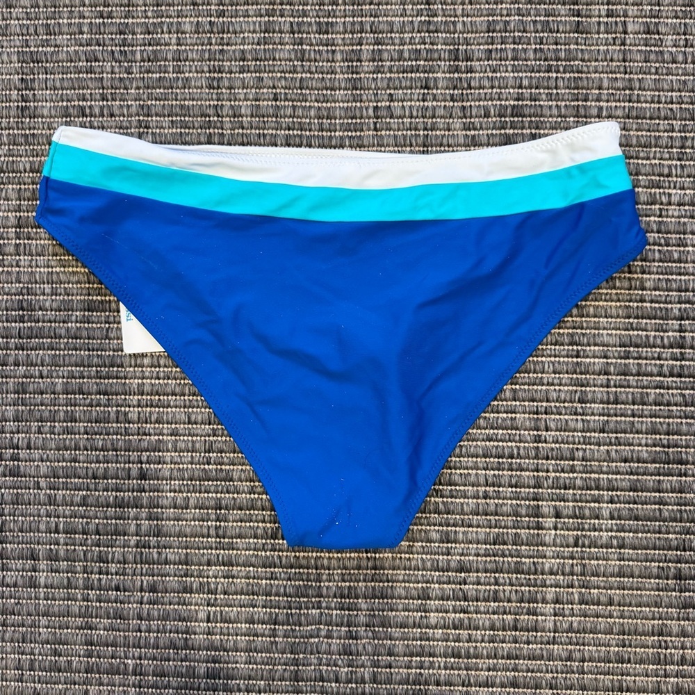 Beach Riot Blue Colorblock Mid-Rise Bikini Bottom - Picture 4 of 4